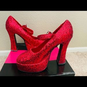 Ruby Red platform heels. 4.5 in platform heel.